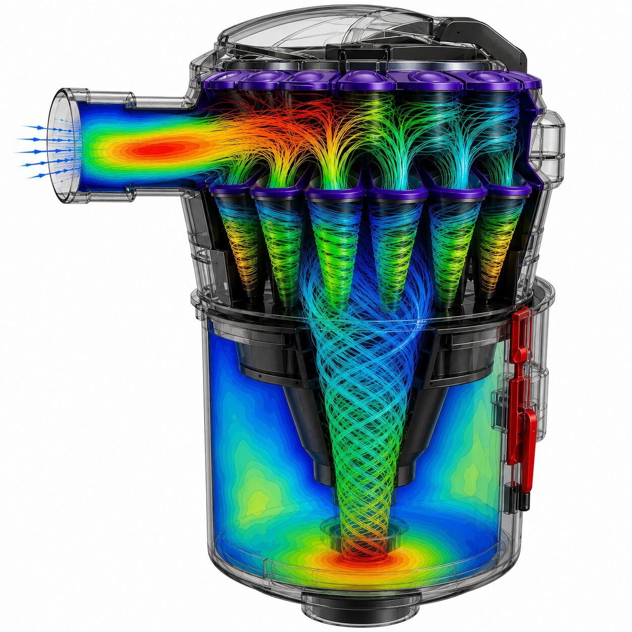 Computational Fluid Dynamics simulation showing internal airflow and pressure distribution